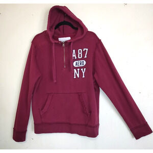 Aeropostale Hoodie Sweatshirt Adult L Quarter Zip Maroon Burgundy Skater Unisex